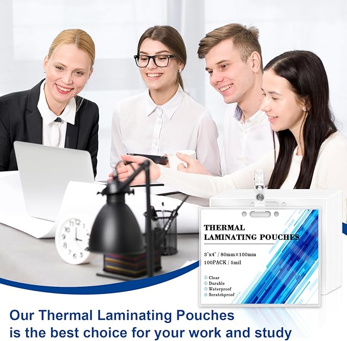 500 Pack 5mil 3“x4" Thermal Laminating Pouches Badge Laminate Pouches Clear Laminated Luggage Tags Printable Laminator Pouches for Business Permits Cards (100, 3"x4"-5mil)