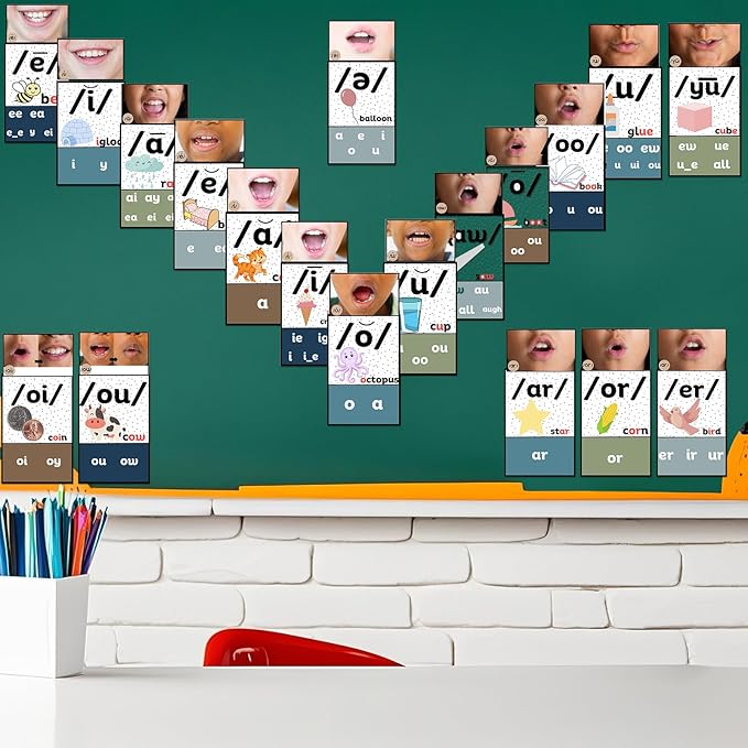 Ireer Boho Vowels Sound Wall Classroom Neutral Phonics Kit, Science of Reading Posters for Kindergarten, Speech Therapy Materials, Phonemic Awareness, Esl Teaching Material