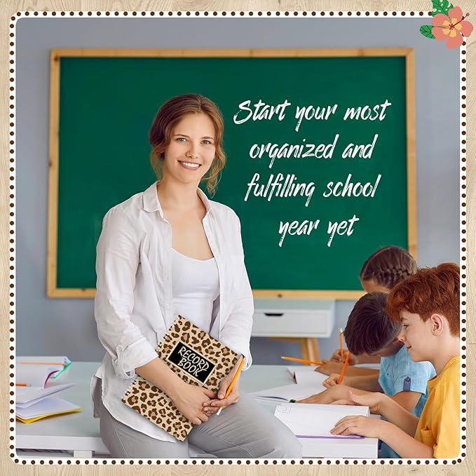 Teacher Record Book Teacher Grade Book 2026-2027 Leopard Spiral Bound Record Class Planner 2026 Gradebook Animal Print Office Favors for Classroom Attendance Decoration Double Sided Printing