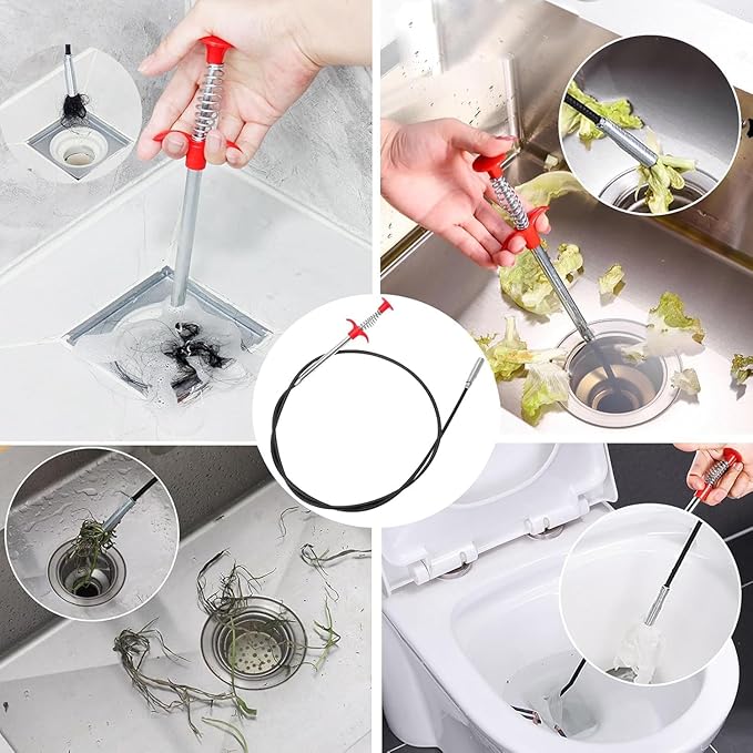 Drain Snake Hair Drain Clog Remover, 33 InchFlexible Claw Grabber Tool,Shower Snake Sink Unclogger Tool