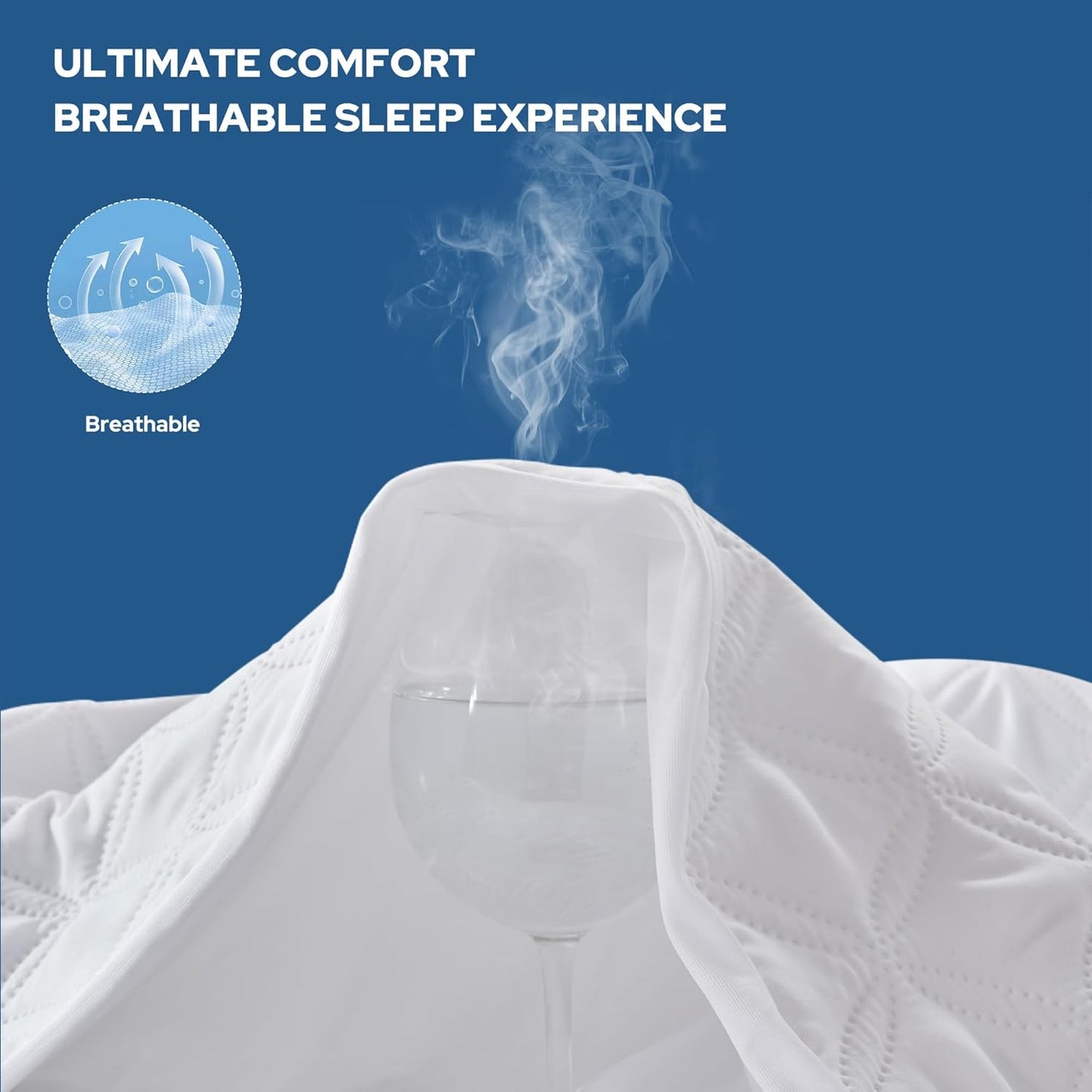 BEDLORE Waterproof Mattress Protector, Twin XL Size Mattress Pad with Deep Pocket Fitted Up to 6-15 inches, Soft Breathable Bed Mattress Cover for Bedroom, College Dorm (White)