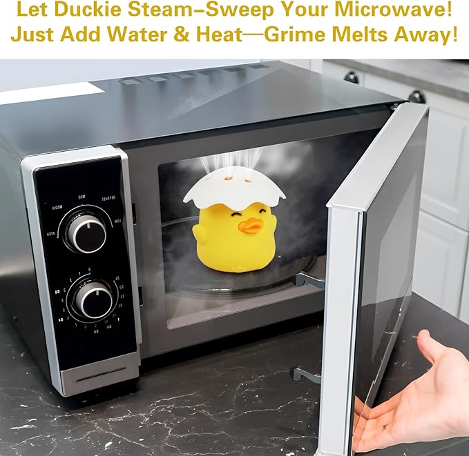 NEW Microwave Steam Cleaner, Duck Microwave Cleaner, Just Add Vinegar and Water, Cut Cleaning Time by Half, Kitchen Gifts Accessories Gadgets (Yellow)