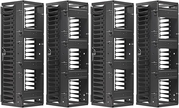 Tripp Lite Vertical Cable Manager, High-Capacity Deep Double Finger Duct, Front-Facing Cover, Four 3.5 feet Tall Sections, 12 inch Wide x 11.4 inch Depth, Black, 5-Year Warranty (SRCABLEVRT12HD2)