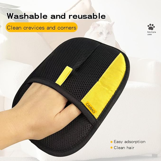 Electrostatic Pet Hair Removal Gloves: Quick Wiping - Reusable & Washable for Sofa Clothing Pet Beds Effortless Cats & Dogs Hair Remover for Busy Pet Owners (1pcs-Black)