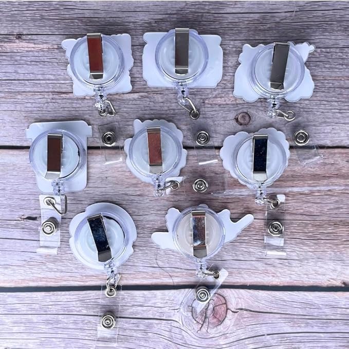 YJ PREMIUMS 8pc Cute Funny Nurse Badge Reel Retractable Name ID Clip for Nurses Nursing School Students Doctor Medical Assistant MA CNA RN ER Work Accessories Essentials Gifts for Nurses Bulk