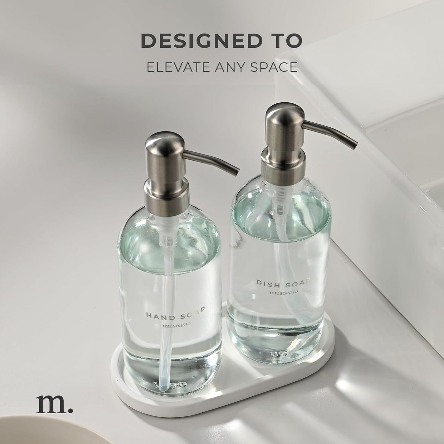 MaisoNovo Soap Pump Replacement - 2X Silver Metal Soap Dispenser Pumps - Stainless Steel