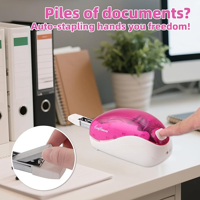 Electric Stapler-Pink,Including 2000 Staples and 1 Staple Remover, Suitable for Palm Size and high Comfort,25 Sheet Capacity, AC Adapter or Battery Powered,Battery not Included