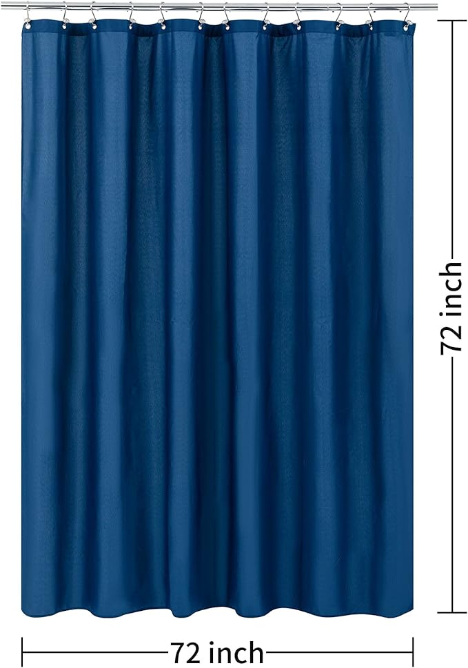 ALYVIA SPRING Waterproof Fabric Shower Curtain Liner - Soft & Light-Weight Cloth Shower Liner, 3 Bottom Magnets, Hotel Quality & Machine Washable - Standard Size 72x72, Navy Blue