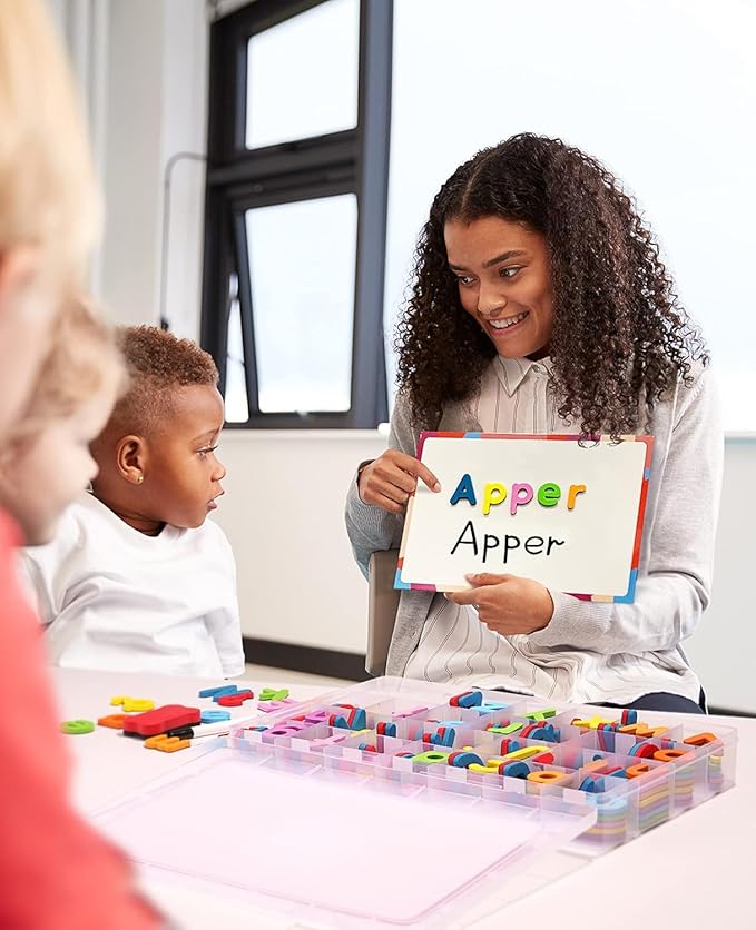 Classroom Magnetic Letters Kit Colorful 234 Pcs with Double - Side Magnet Board - Foam Alphabet Letters for Preschool Kids Toddler Spelling and Learning - Fridge Magnets ABC Education Toys