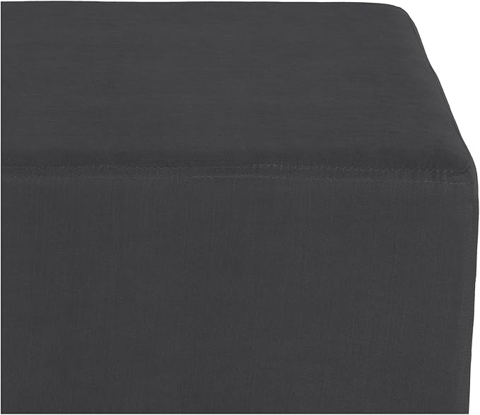 Seville Classics Cushioned Fabric Ottoman Hidden Storage Chest Footrest Chair, Padded Seat for Bedroom, Dorm, Loft, Living Room, Entryway, Hallway, Cork/Steel Grey, 15" Cube
