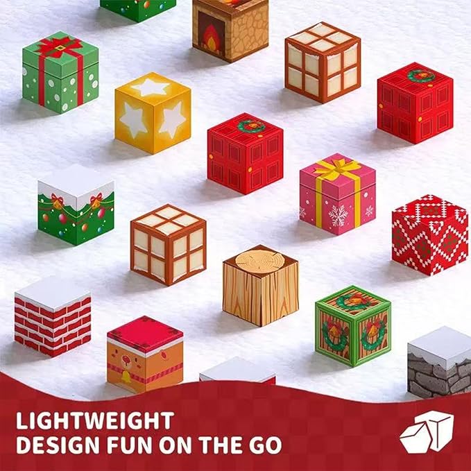 Christmas Magnetic Blocks-45PCS Xmas-Themed Building Blocks for Boys & Girls Aged 3-8 STEM Stacking Toys Games for Kids Toddlers