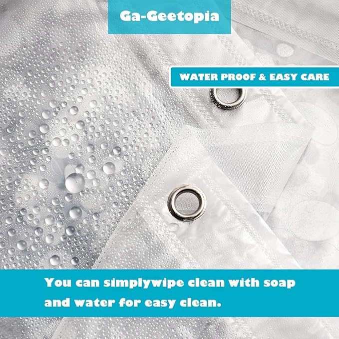 Ga-Geetopia EVA Clear Thin Shower Curtain Liner, Pebble Pattern 72x72 Inch Lightweight Plastic Bathroom Shower Showroom Inner Curtain with Rustproof Metal Grommets and Weighted Magnets(NO Hooks)