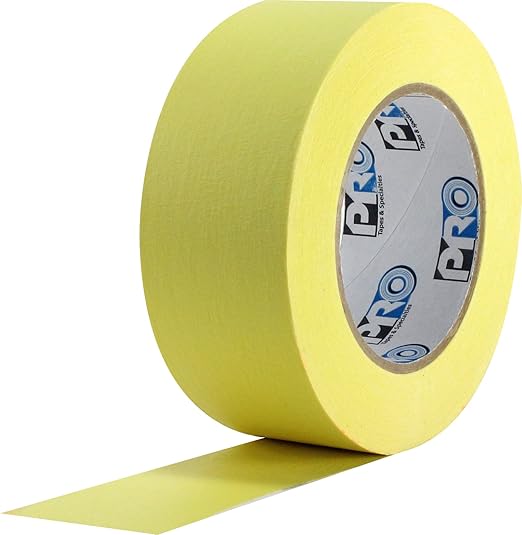ProTapes Colored Crepe Paper Masking Tape, 60 yds Length x 3/4" Width, Yellow (Pack of 48)