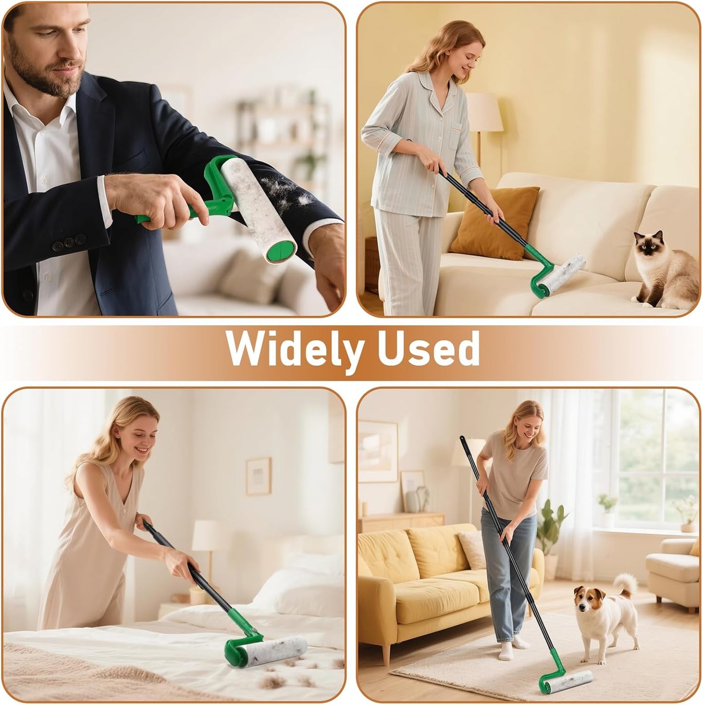 Large Lint Roller Refills for Lint Remover,4 Pack 10 Inch Big Lint Roller Refill Compatible with Evercare Mega Roller Cleaning for Carpets, Furniture, Pet Hair