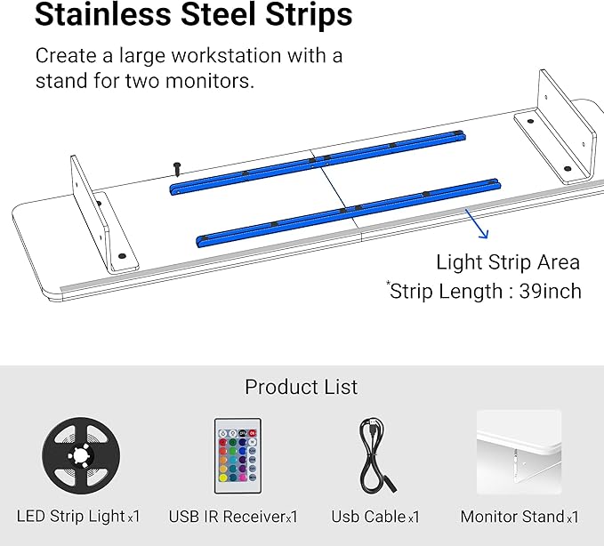 Monitor Stand Riser,31.5-Inch LED Light Wood Computer Monitor Stand with Adjustable Acrylic Legs,Desk Accessories Desktop Organizer Stand for, Computer,Laptop,Printer,PC TV Screen Riser,Black