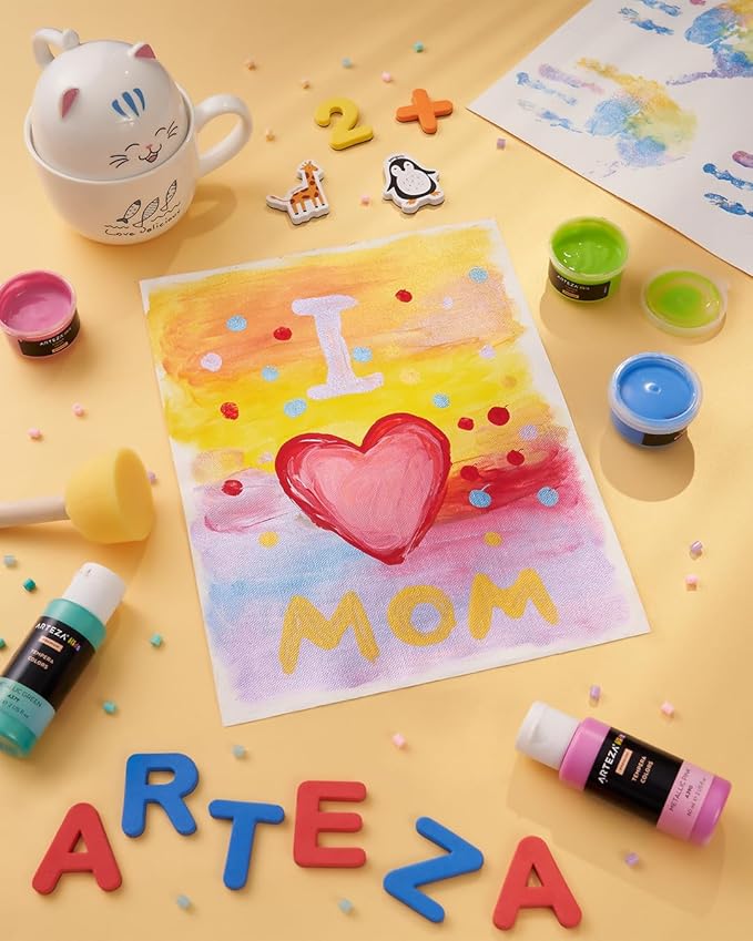 ARTEZA 12x16 Inches Finger Paint Paper Pad, Pack of 2 Finger Pads, 25 Sheets Each, 54lb/80gsm Drawing Pad for Kids
