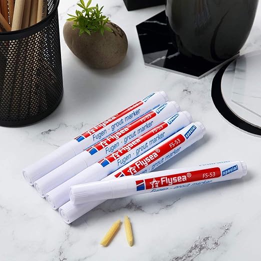 6 Pieces Tile Pen Wall Grout Restorer Pen Repair Marker Grout Filler Pen for Restoring Tile Wall Floor Bathrooms and Kitchen(White)