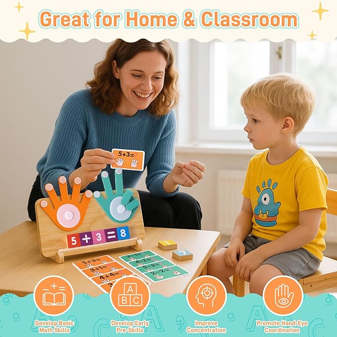 LovesTown Preschool Learning Toys, Educational Math Manipulatives Finger Counting Blocks, Tracing Number for Toddlers, Homeschool Classroom Supplies Birthday Boys Girls Gifts