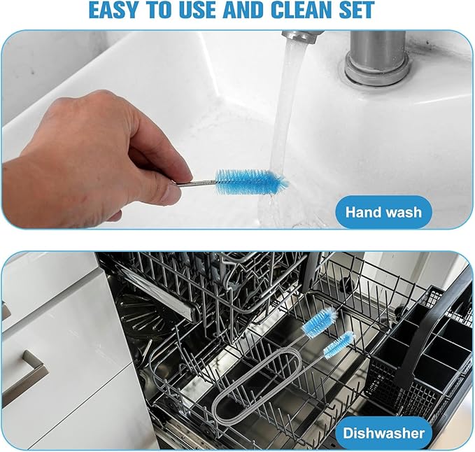 61-Inch Extra Long Flexible Drain Brush, Hair Clog Remover Tool for Sink Tub Shower Pipe Cleaner, with 3-Pcs Straw Cleaner Brushes for Eco-Friendly Cleaning