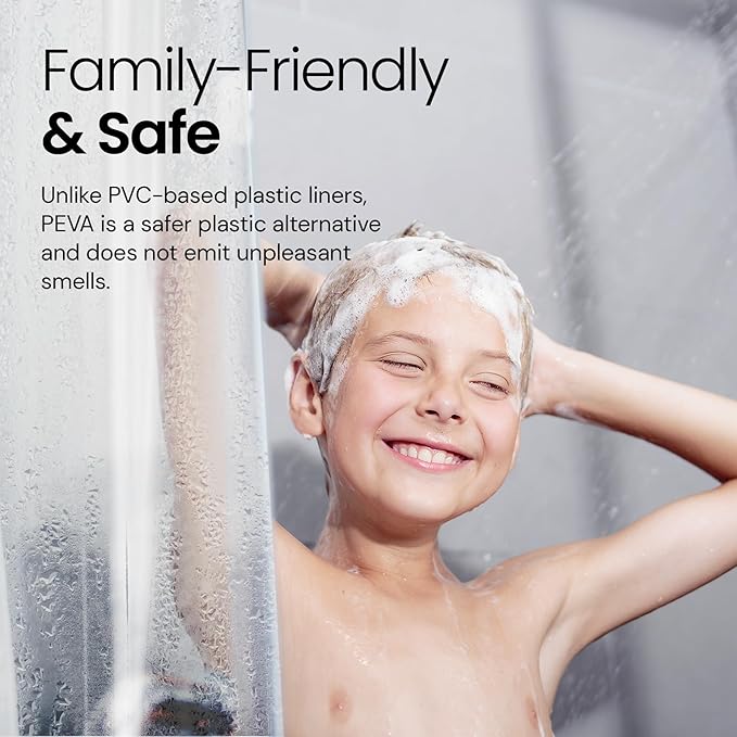 LiBa Bathroom Shower Curtain - Waterproof Plastic Shower Curtain Premium PEVA Non-Toxic with Rust Proof Grommets White 10G Heavy Duty Bathroom Accessories 72x72
