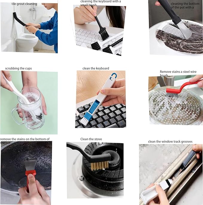 13 Pcs Crevice Cleaning Brush Tools Thin Hard Bristle Gap Brushes Small Spaces Cleaning Supplies for Bathroom Shower Bottle Corner Grout Kitchen Toilet Cup Sink Window Track Narrow Crevice Tool