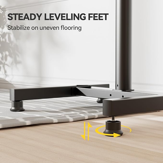 AM alphamount TV Floor Stand for 13-43 inch Flat/Curved TVs up to 44 lbs, 8 Level Height Adjustable Monitor Floor TV Stand with VESA 200x200, Portable TV Mount Stand for Living Room, Bedroom, Office