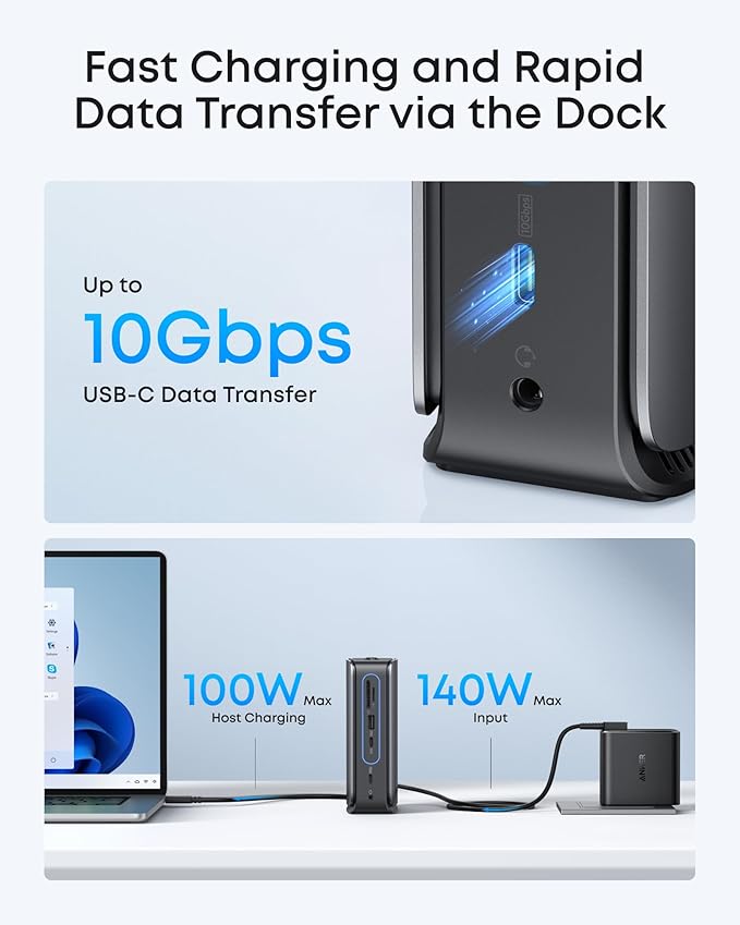 Anker Nano Laptop Docking Station with Detachable Hub, 13-in-1 USB-C Triple Display Docking with 2 HDMI+1 DP, 10 Gbps USB-C, 3 USB-A, Audio, SD/TF, Ethernet, 100W Max PD for Dell, Lenovo, HP, and More