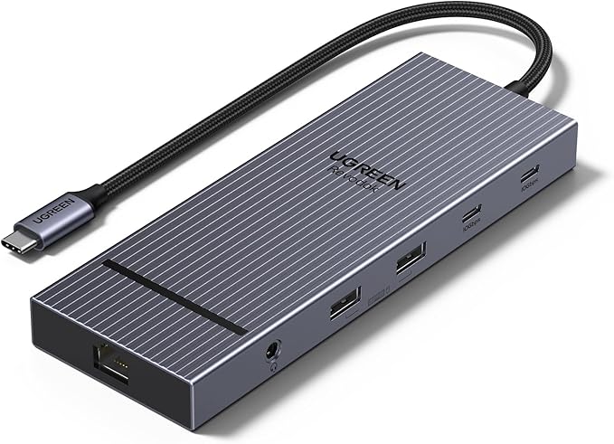 UGREEN 12 in 1 Triple 4K Docking Station with 2 HDMI, DP, 2x10G USB C, 2×USB-A2.0, 100W PD, SD/TF, 1000Mbps Ethernet, 3.5MM Audio, Revodok Pro USBC Hub Multiple Adapter for DELL, HP and More