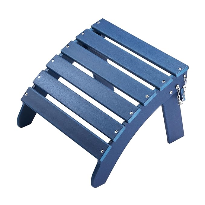 VEVOR Adirondack Ottoman, 18.7L x 18.9W x 13.8H Inch HDPE Plastic Folding Adirondack Ottoman, Weather-Resistant Foot Rest for Adirondack Chair, Widely Used for Outside Porch Pool Lawn Backyard, Blue