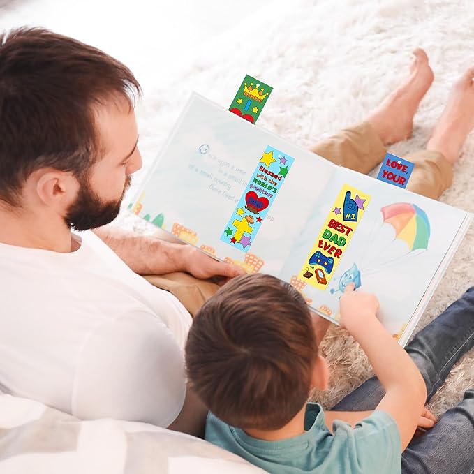 Father's Day Color Your Own Bookmarks for Kids -120Pcs Happy Father's Day DIY Coloring Bulk Blank Bookmark Classroom Art Craft Supplies for Students Sunday School Holiday Party Reward Goodie Fillers