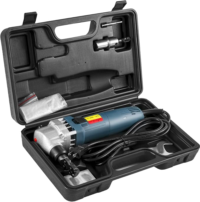 VEVOR Electric Metal Nibbler 380W Nibbler Metal Cutter 1800RPM High Speed Rotor 0.07in/1.8mm Thickness Metal Nibbler 220V w Replaced Blades Storage Case for Cutting Stainless Steel, Aluminium, Plastic
