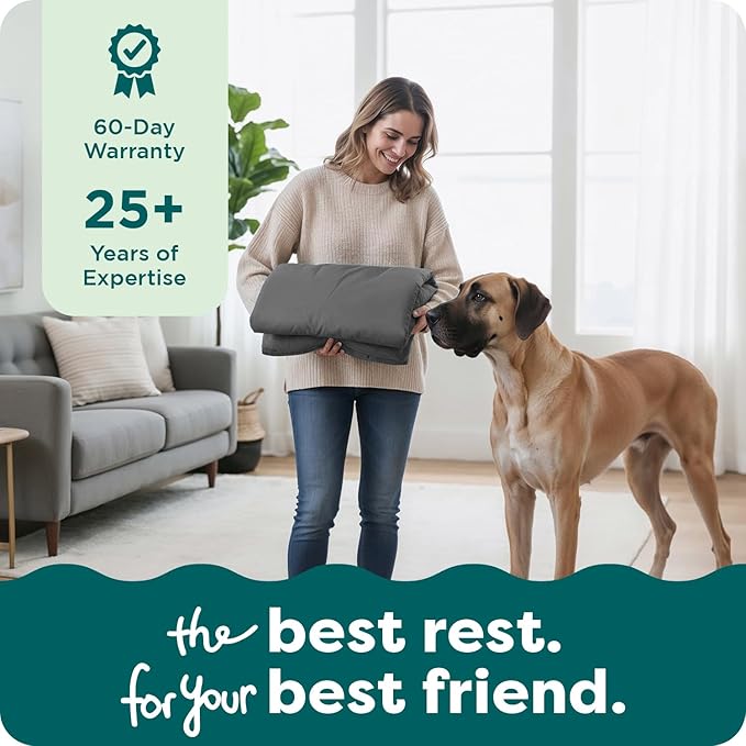 Furhaven Replacement Dog Bed Cover Water-Resistant Indoor/Outdoor Logo Print Oxford Polycanvas Mattress, Washable - Stone Gray, Large