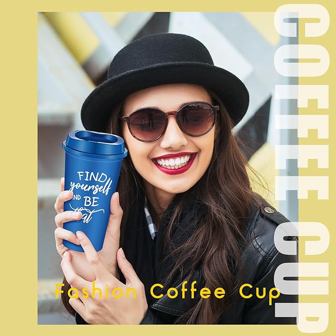 24 Pcs Inspirational Gifts for Employee Coworkers Staff Teammate, 16oz Reusable Plastic Coffee Cups with Positive Sayings, Bundle Gifts for Woman Man Coworker (Bright Color,Inspirational)