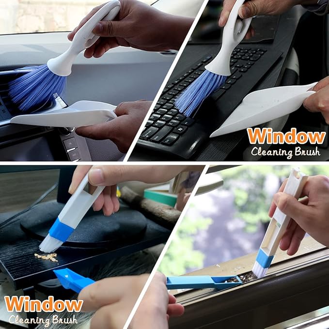 10 Pcs Venetian Window Blind Cleaner Duster Tool Set, Mini Blind Cleaner Duster Brush, Hand Held Air Conditioner Shutters Duster, Dirt Cleaner for Blind, Fan, Air Conditioner, Window Groove Gap(Green)