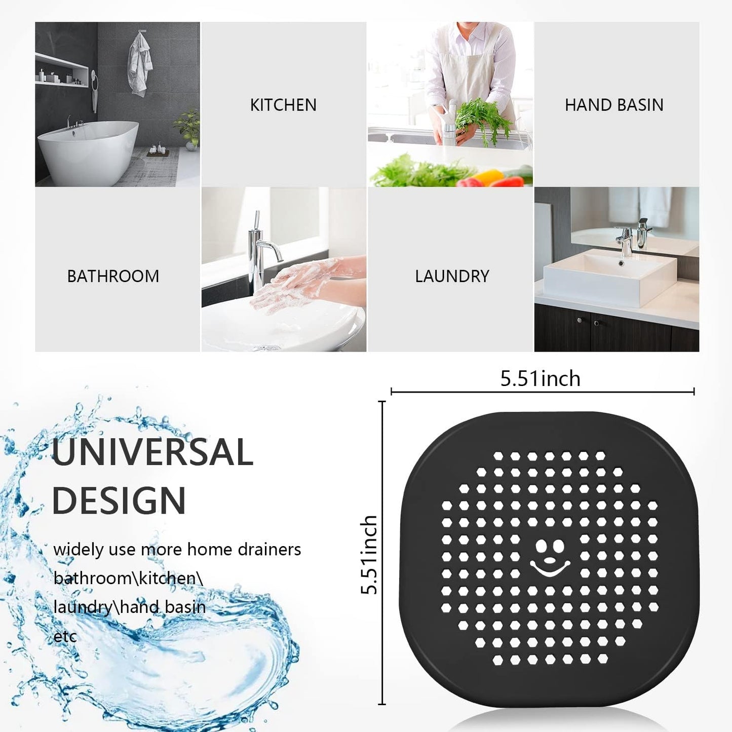 Drain Cover Hair Catcher Drain Plug Hair Stopper Drain Protector for Shower Bathroom Accessories Bathtub Lotus Pink 2 Pack
