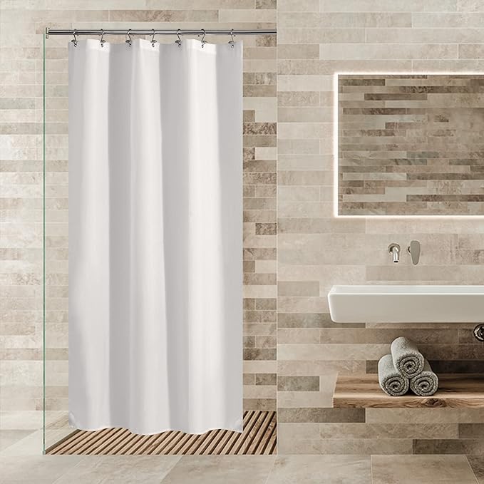 ALYVIA SPRING Stall Fabric Shower Curtain Liner Waterproof - 36" x 72", Soft & Lightweight Small Shower Curtain with Magnets for Narrow Stall Size, Machine Washable - 36x72, White