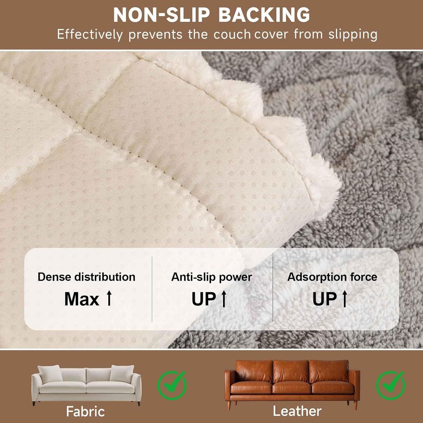 OTOB All Season Couch Cover for Dogs Washable, Non Slip Fuzzy Plush Pet Couch Covers Kids Pet Friendly, Geometric Jacquard Modern Soft Loveseat Sofa Slipcovers Protectors (Gray, 27.6"x59.1")