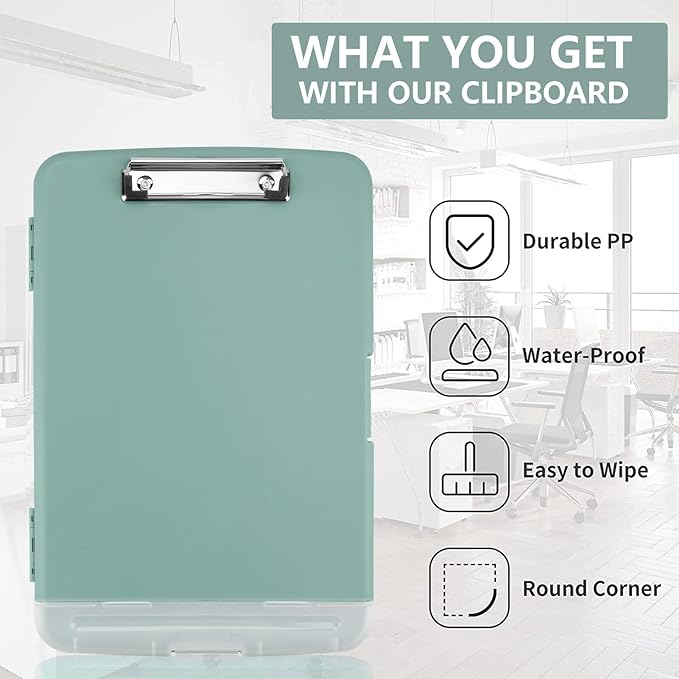 SFLHHDM Storage Clipboard with Pen Holder, High Capacity Clipboards for Classroom, Clip Boards 8.5x11 with Storage, Low-Profile Clip, Lightweight Plastic Clipboard for Kids, Lawers, Office Workers
