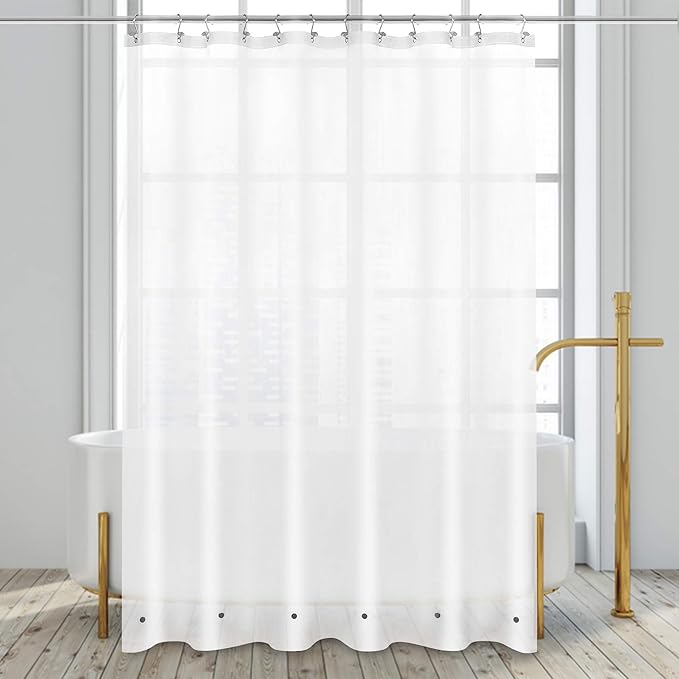 Barossa Design Frosted Shower Curtain Liner with 6 Magnets - Waterproof PEVA Shower Liner for Bath Tub, 72" x 72" Standard Size, PVC Free, Metal Grommets - Frost, 72x72