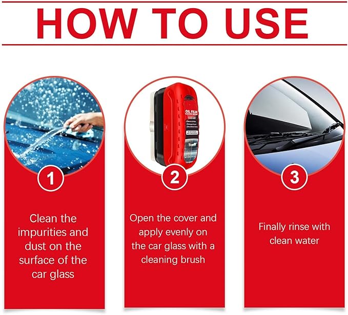 2Pc Automotive Oil Film Cleaning Brush, Windshield Cleaner for Car Windows & Glass, Glass Oil Film Remover for Car, Clear Vision Glass Cleaner, Anti-Rain & Anti-Fog Coating, Improves Clarity