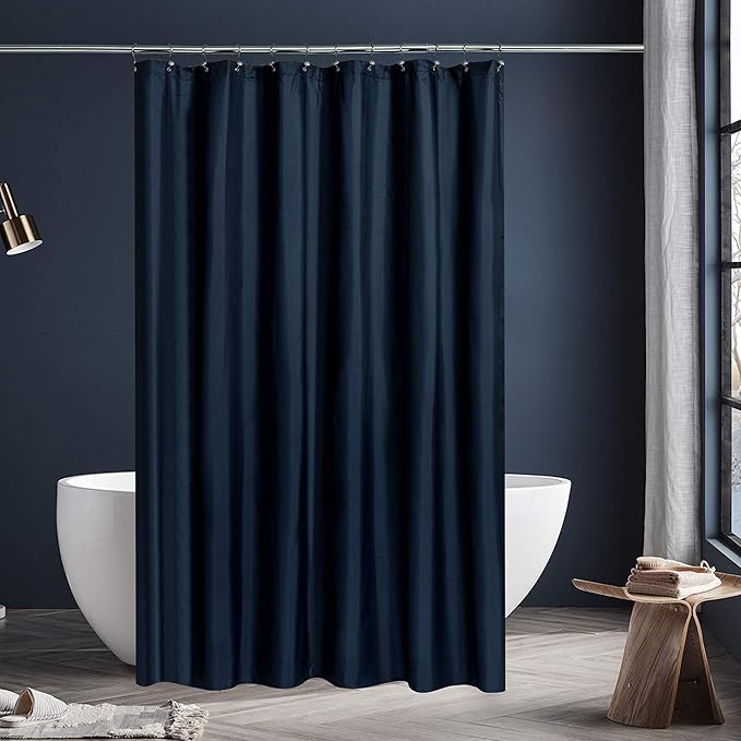 N&Y HOME Fabric Shower Curtain or Liner Extra Long 72 x 84 Inches - Hotel Quality, Machine Washable, Water Repellent - Navy Blue, 72x84
