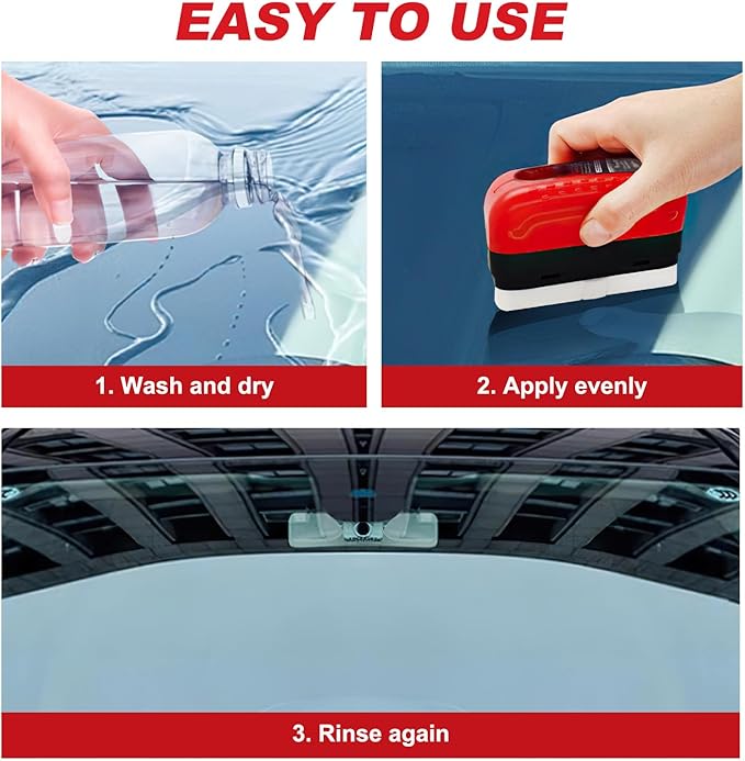 2Pack Automotive Oil Film Cleaning Brush, Cars Clear Vision Glass Cleaner for Car Windows,Anti-Rain&Anti-Fog Windshield Cleaner Tool to Improve Clarity and Visibility,Car Glass Oil Film Remover