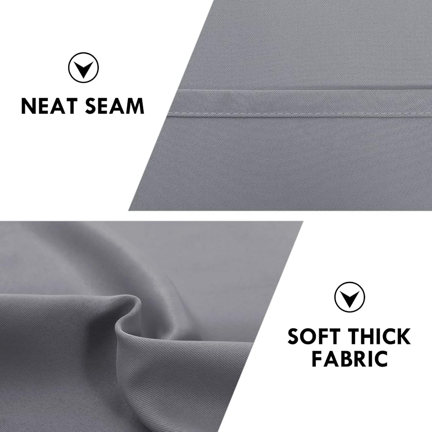 DWCN Blackout Curtains Room Darkening Thermal Insulated Bedroom Curtains Window Treatments, 42 x 45 inches Long, Set of 2 Grey Rod Pocket Drapes