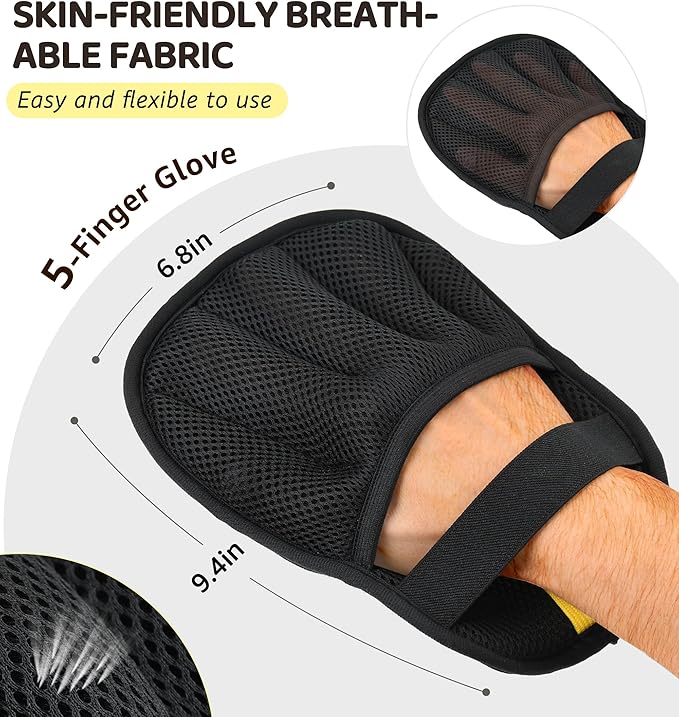 Pet Hair Remover Glove for Couch, Furniture, Carpet, Car Seat & Clothes, Electrostatic Hair Removal Mitts, 5-Finger Design, Flexible Easy Grip, Gentle Grooming Glove for Shedding Dogs & Cats