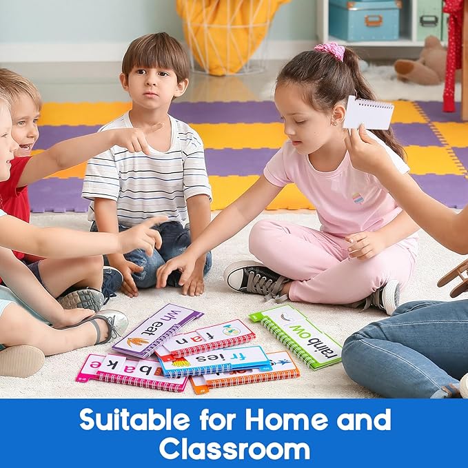 Word Family Build Book, 40 Read and Rhyme Flip Books, Learn to Read Phonics Flash Cards, Sight Words Flash Cards Kindergarten Flip Books for Kids Homeschool Preschool Learning Activities