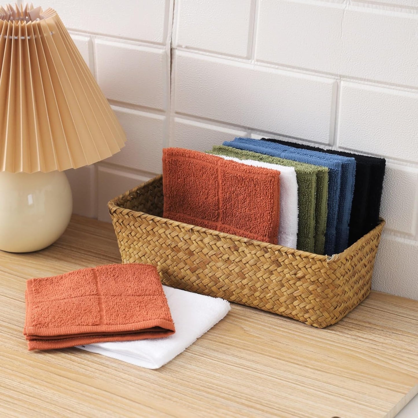 Glynniss Dishcloths Kitchen Highly Absorbent Dish Rags 100% Cotton Dish Cloths for Washing Dishes, Cleaning (Black White, 11x11)