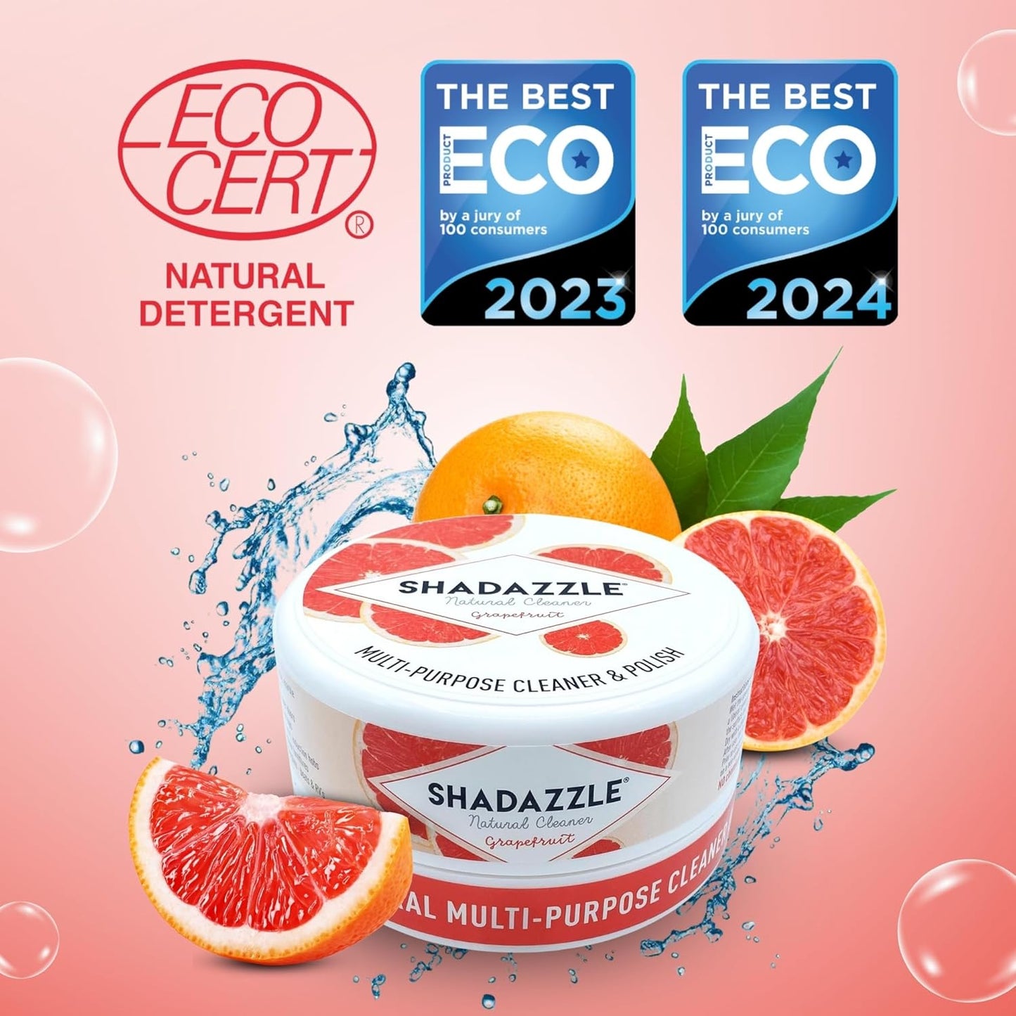 Shadazzle Natural All Purpose Cleaner and Polish – Eco friendly Multi-purpose Cleaning Product (2 Pack, Grapefruit)