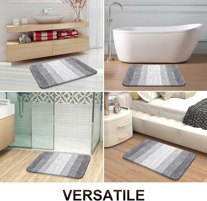 OLANLY Bathroom Runner Rugs 54x24, Extra Soft Absorbent Microfiber Bath Rugs, Rubber Backing, Quick Dry, Washable Bath Mats for Bathroom Floor, Tub and Shower, Home Decor Accessories, Light Grey