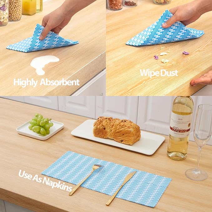 Disposable Cleaning Cloths Dry Handi Wipes Reusable Dish Cloths Multi Use Reusable Cleaning Towels,Machine Washable J cloth,Heavy Duty Handy Wipes 9.8" X 11.8" 100 Count Per Roll