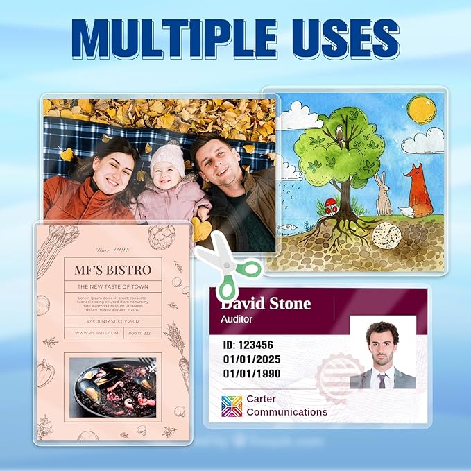 100 Pack 4“x6" 3mil Thermal Laminating Pouches Badge Laminate Pouches Clear Laminated Luggage Tags Printable Laminator Pouches for Business Permits Cards